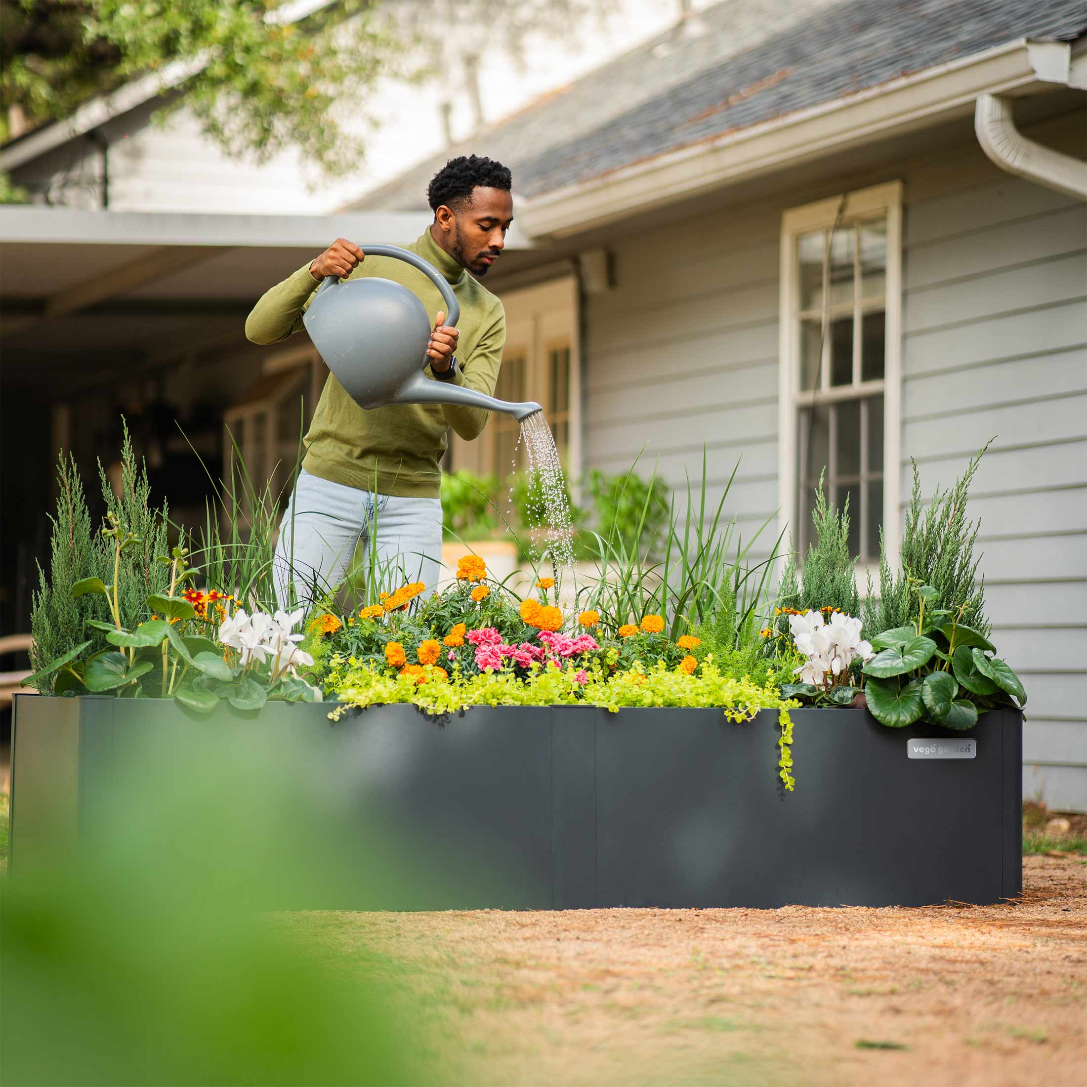17" Tall Modern 27" x 83" Metal Raised Garden Bed - Image 9