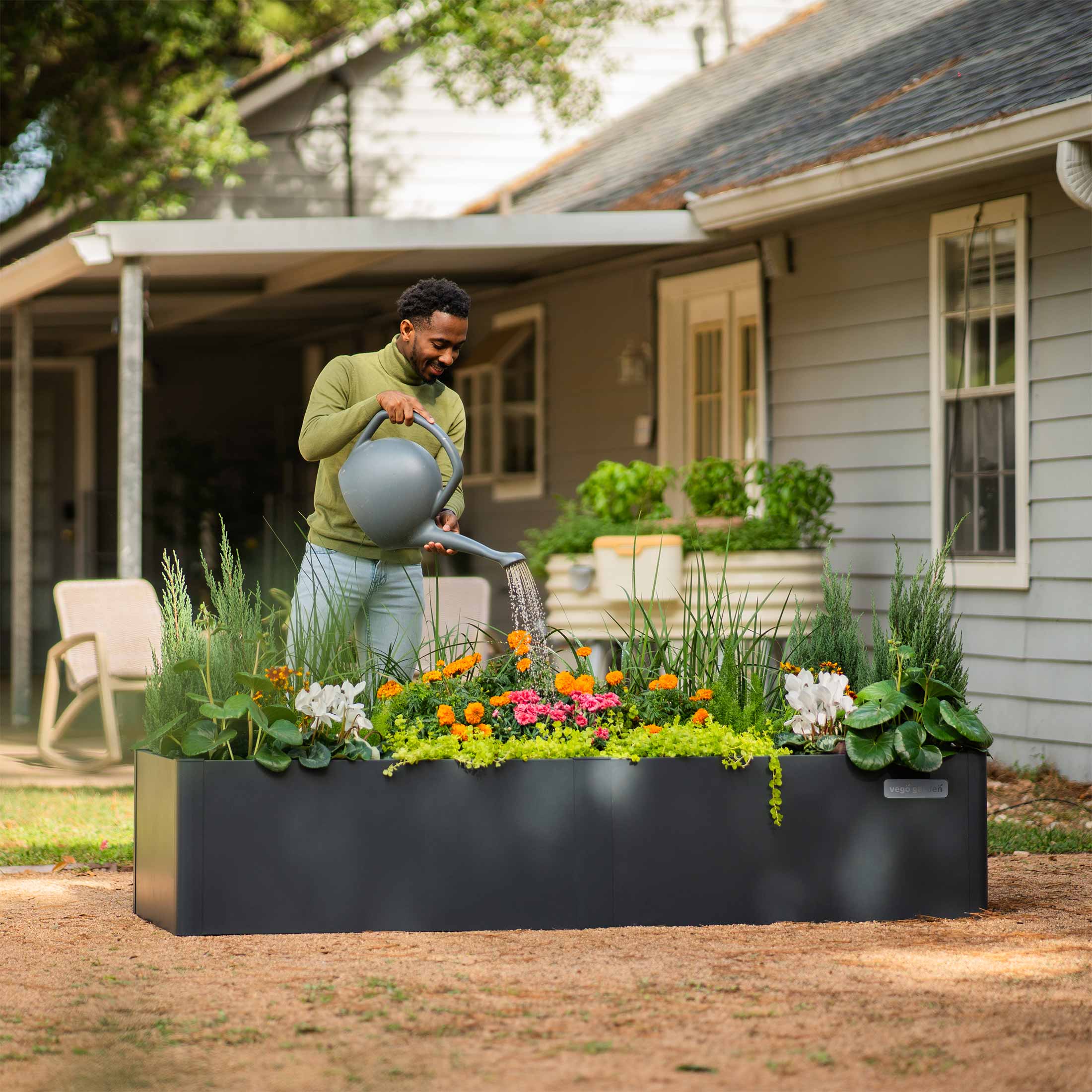 17" Tall Modern 42" x 42" Metal Raised Garden Bed - Image 13