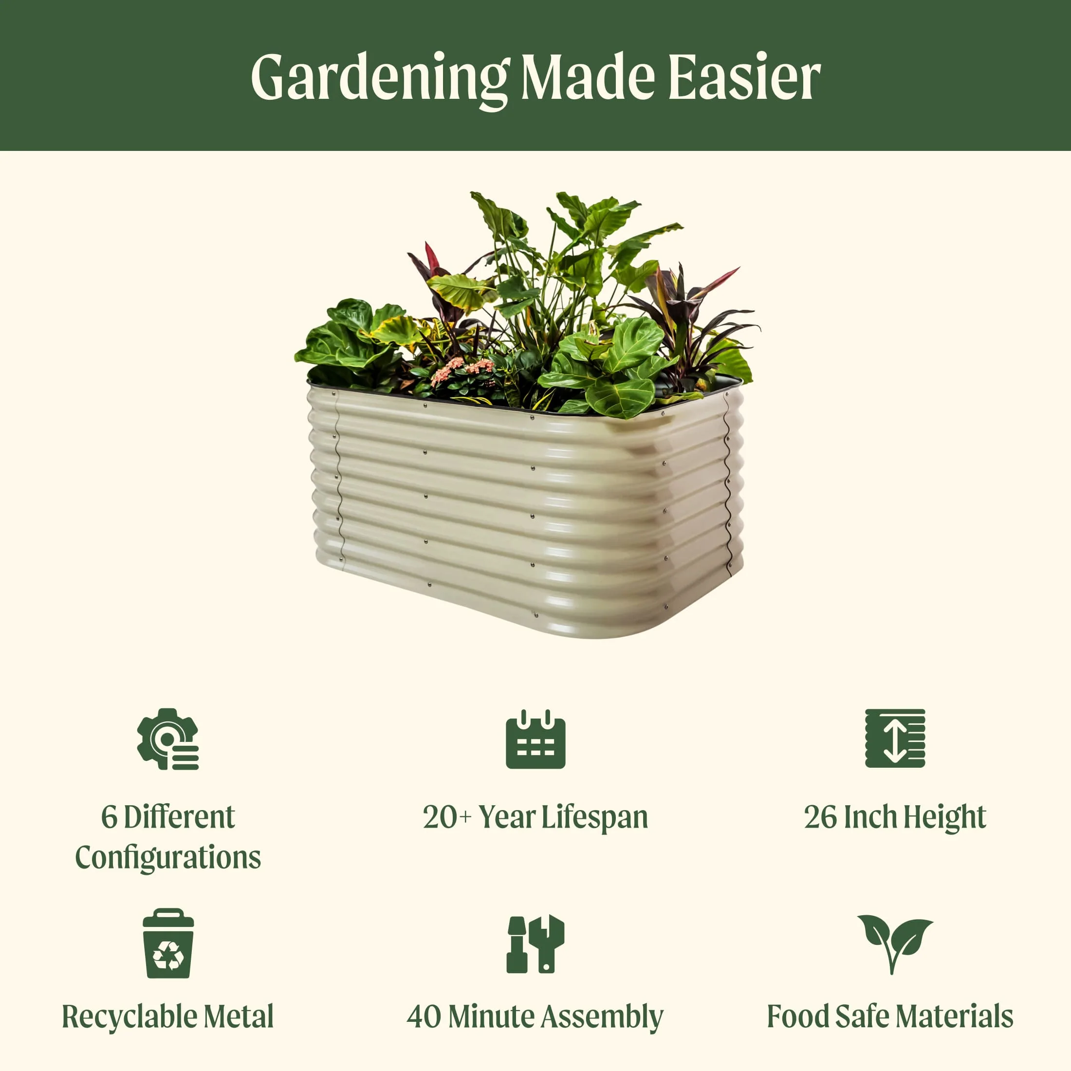 26" Tall 9 In 1 Large Modular Metal Raised Garden Bed Kit - Image 9