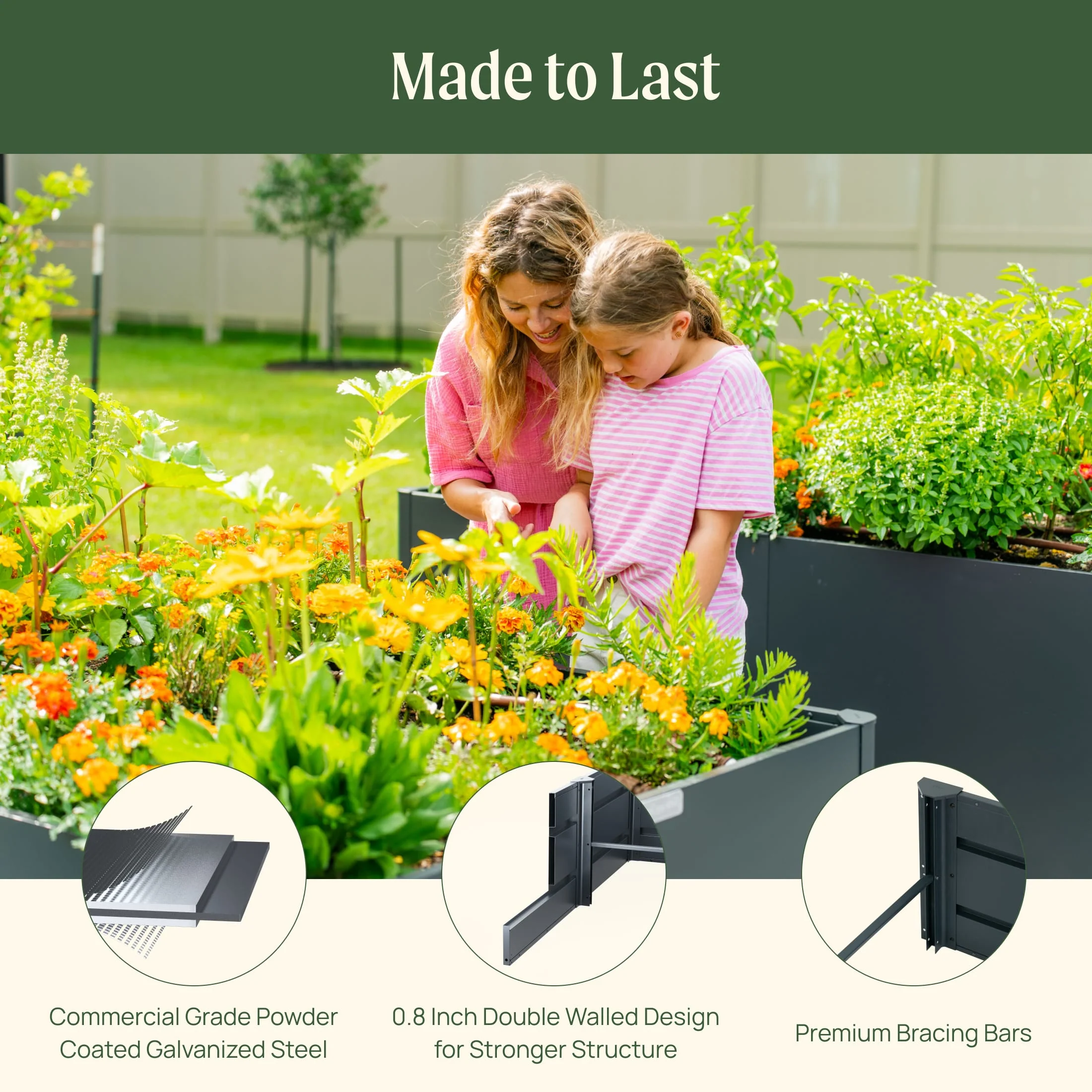 32" Extra Tall Modern 27" x 83" Metal Raised Garden Bed - Image 8