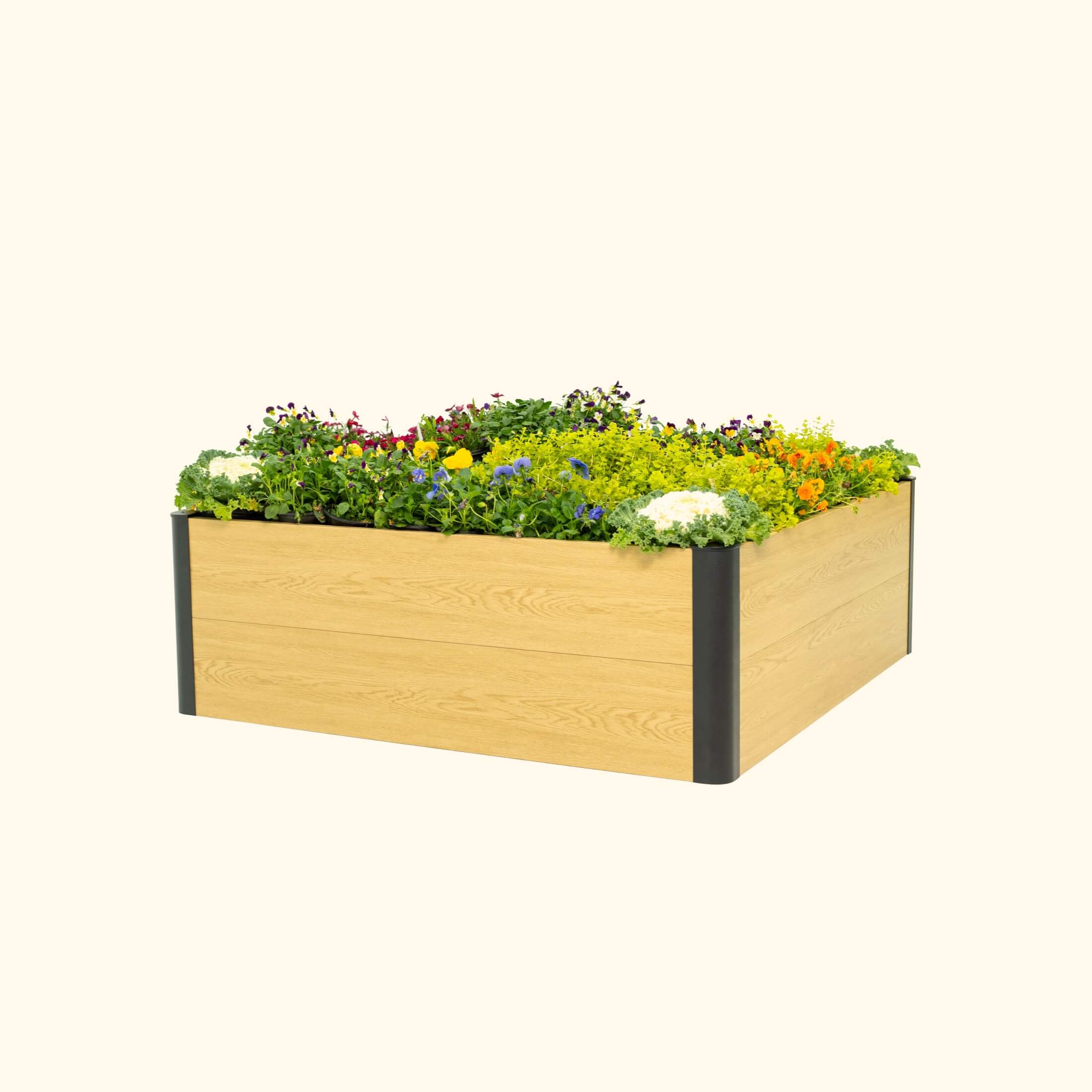 16" Tall Woodgrain 4' x 4' Metal Raised Garden Bed