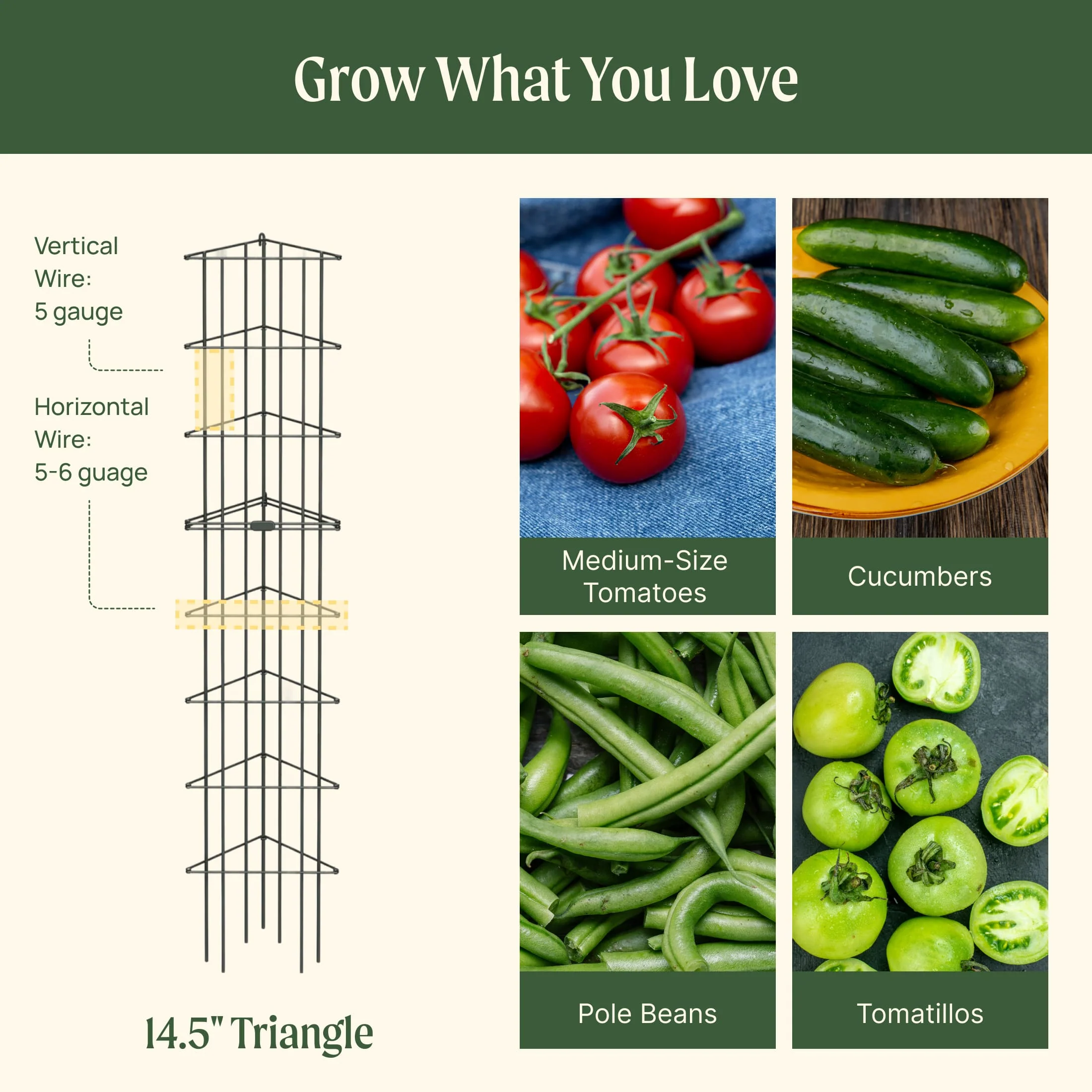 FlexGrow™ Modular 3-Panel Tomato Cage System - 14.5" - Image 10