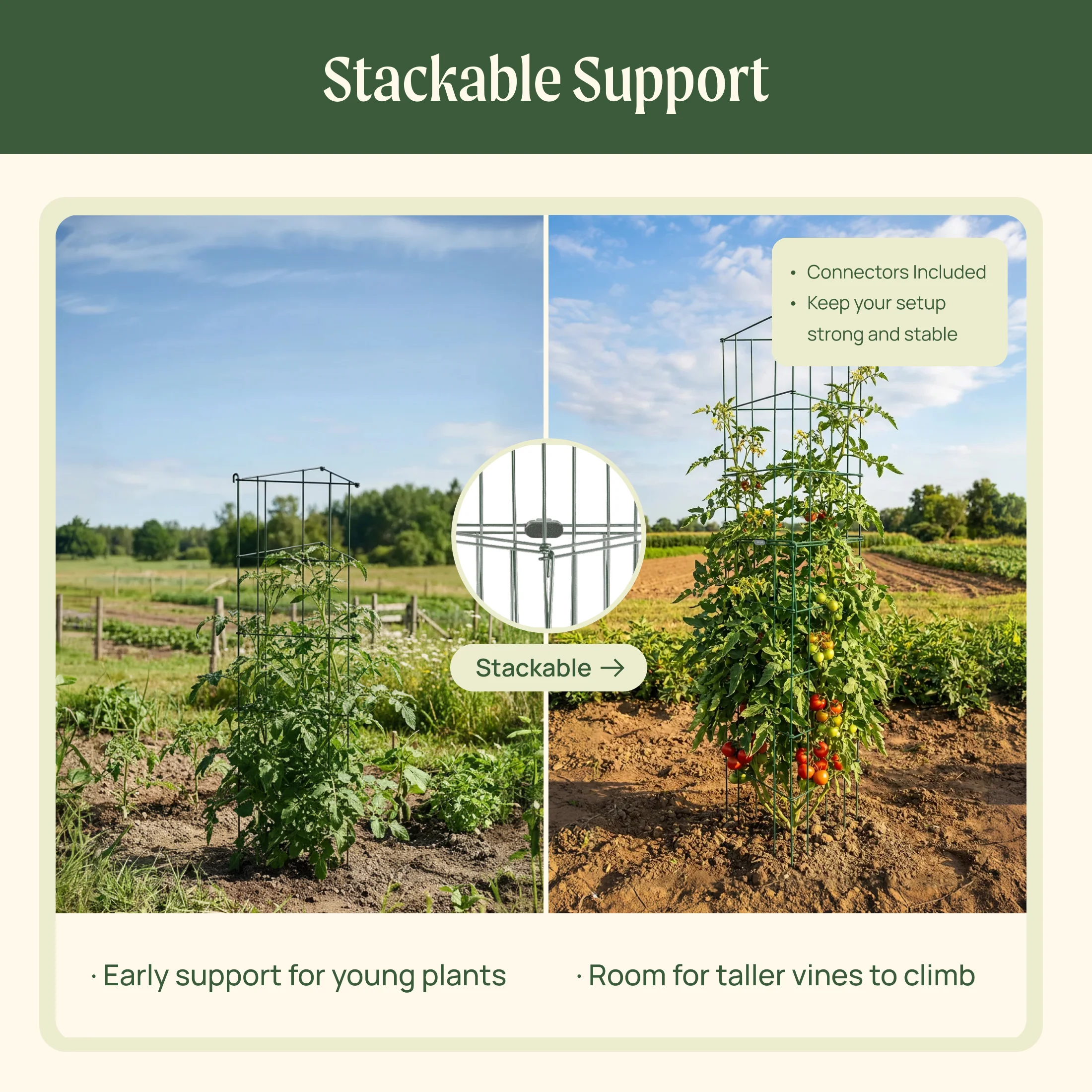 FlexGrow™ Modular 3-Panel Tomato Cage System - 14.5" - Image 7