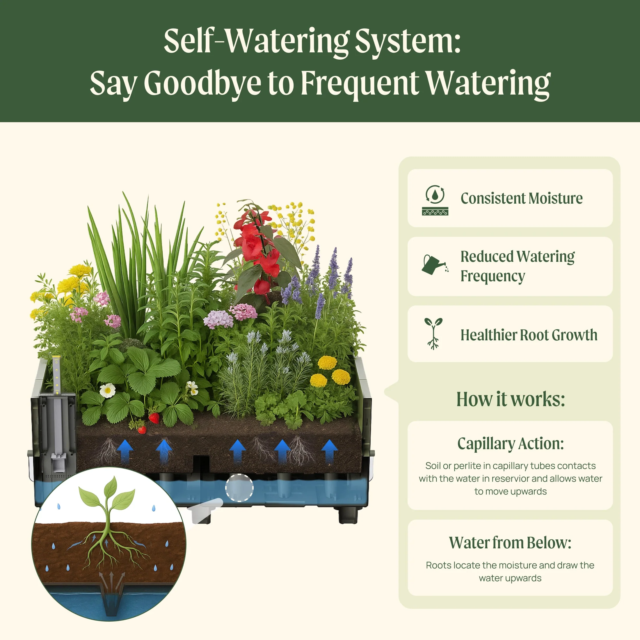 EZCube Self-Watering Planter 21" x 24" - Image 7