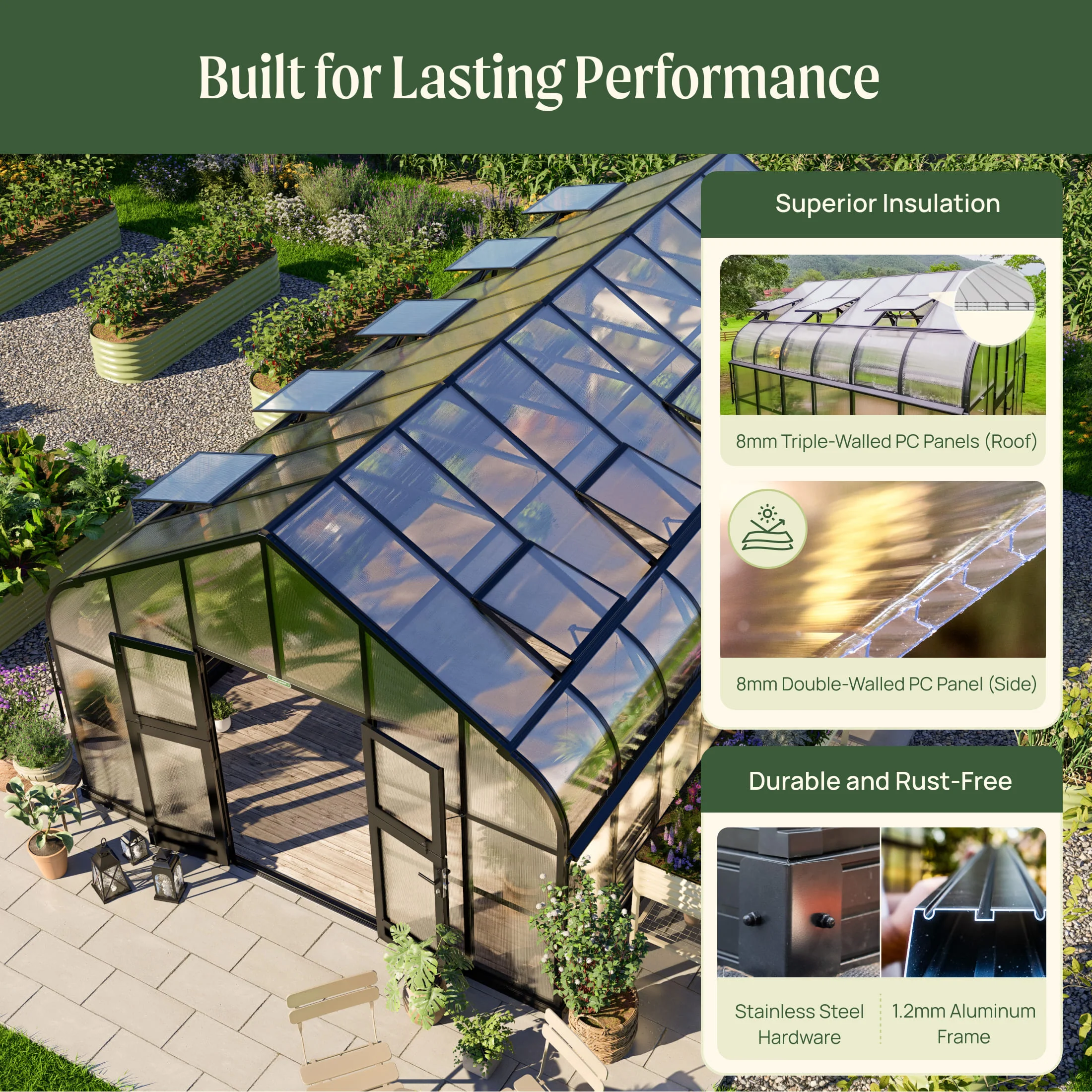 Vego Grand Pacific Greenhouse - 12.5ft Wide - Image 17