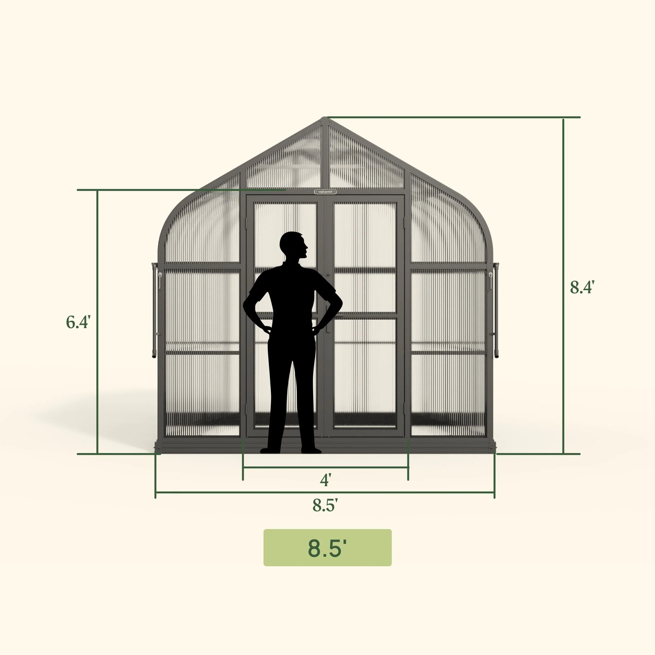Vego Pacific Greenhouse - 8.5ft Wide - Image 14