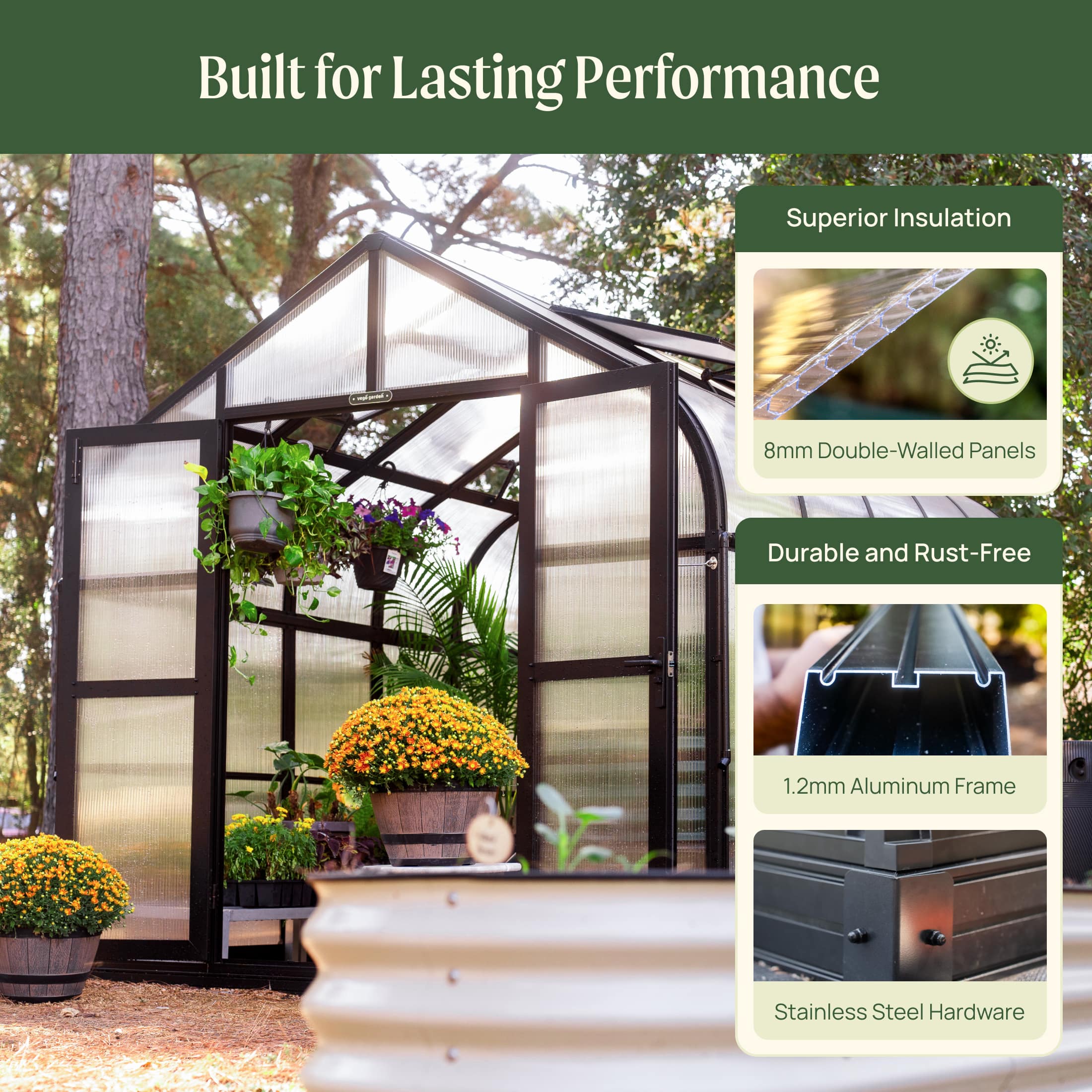 Vego Pacific Greenhouse - 8.5ft Wide - Image 7