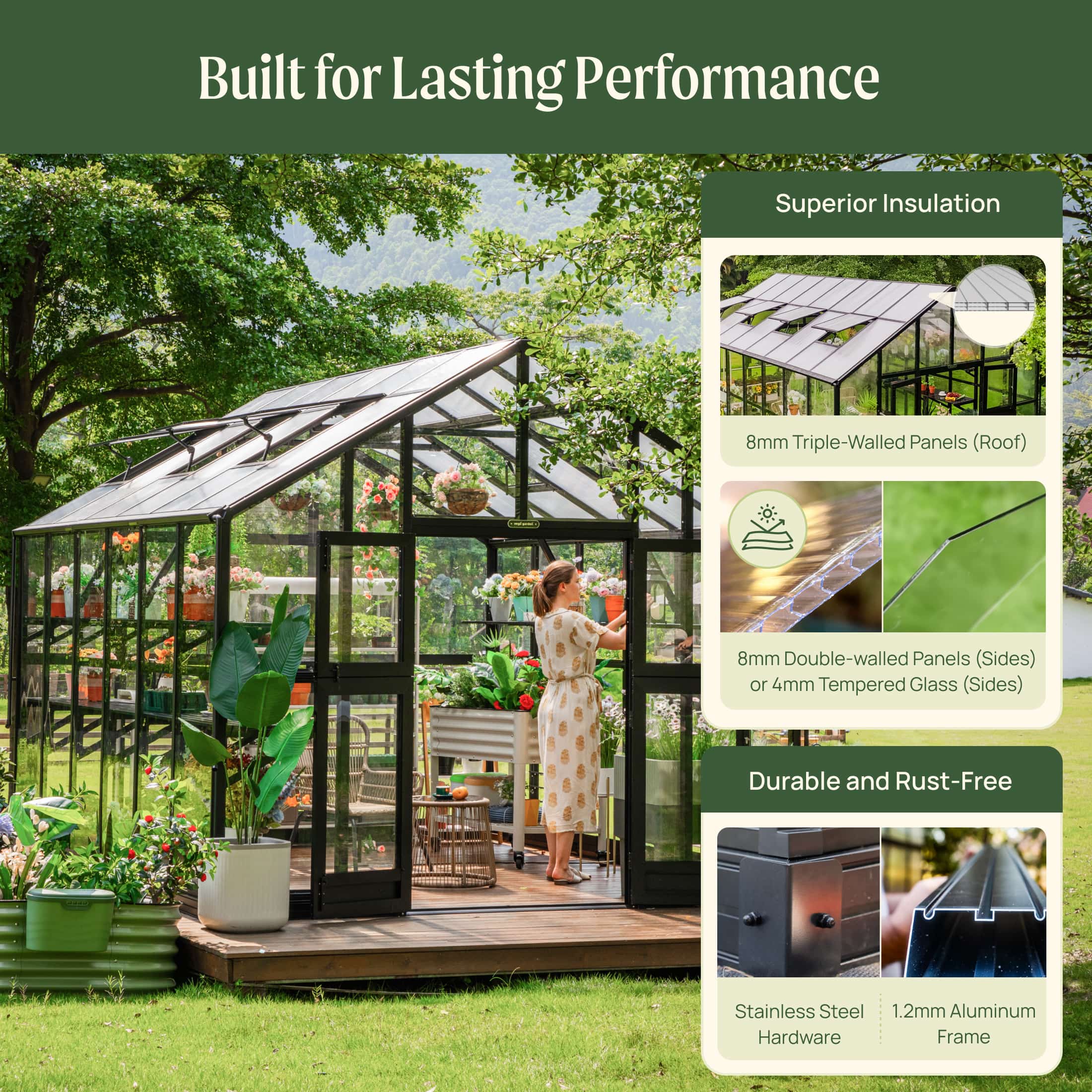 Vego Victorian Greenhouse - 10.5ft Wide - Image 10