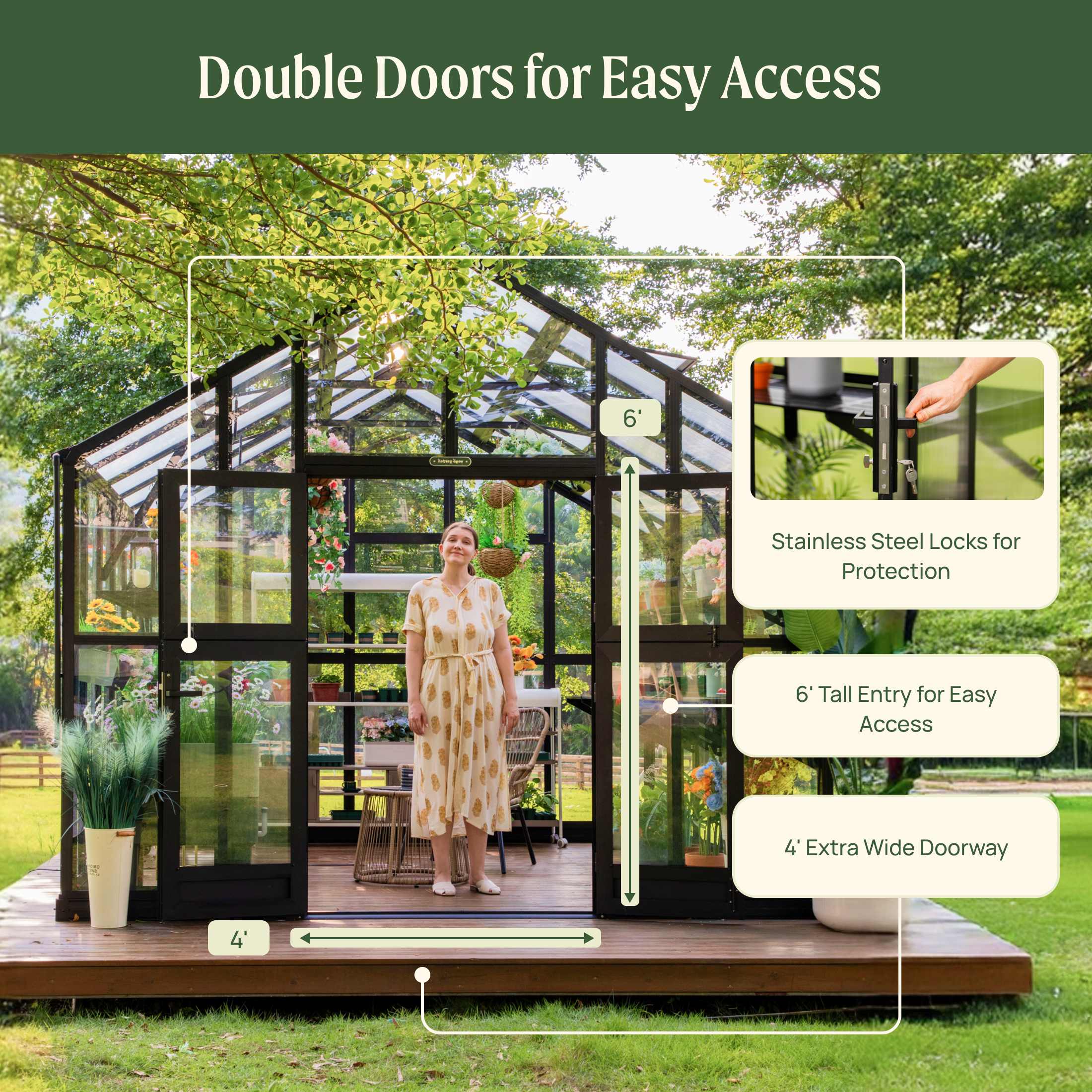 Vego Victorian Greenhouse - 10.5ft Wide - Image 13