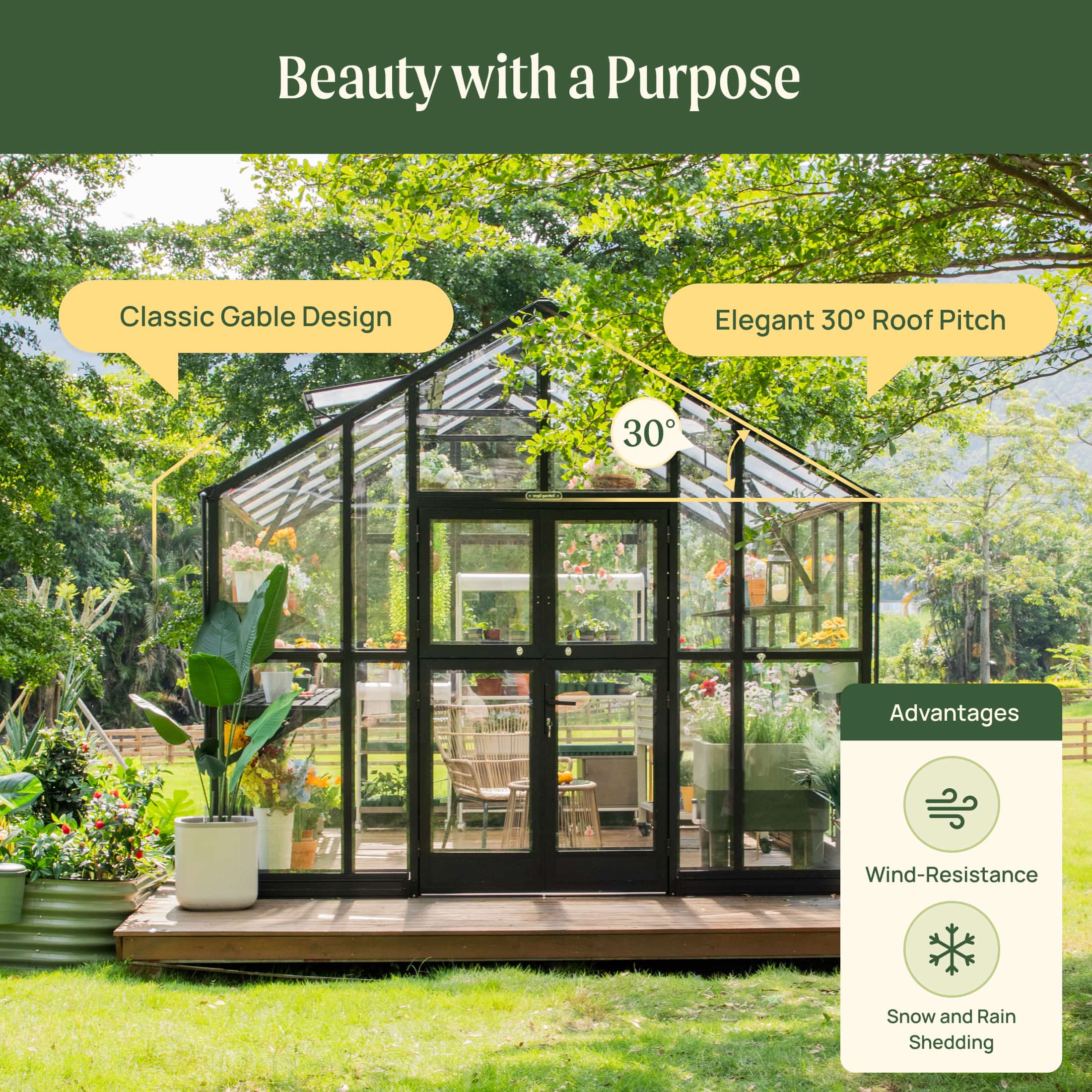 Vego Victorian Greenhouse - 10.5ft Wide - Image 14