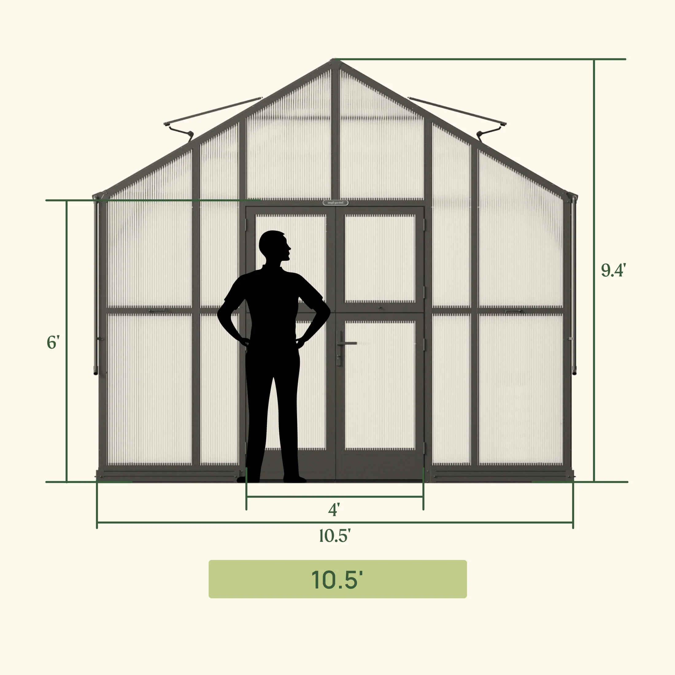 Vego Victorian Greenhouse - 10.5ft Wide - Image 18