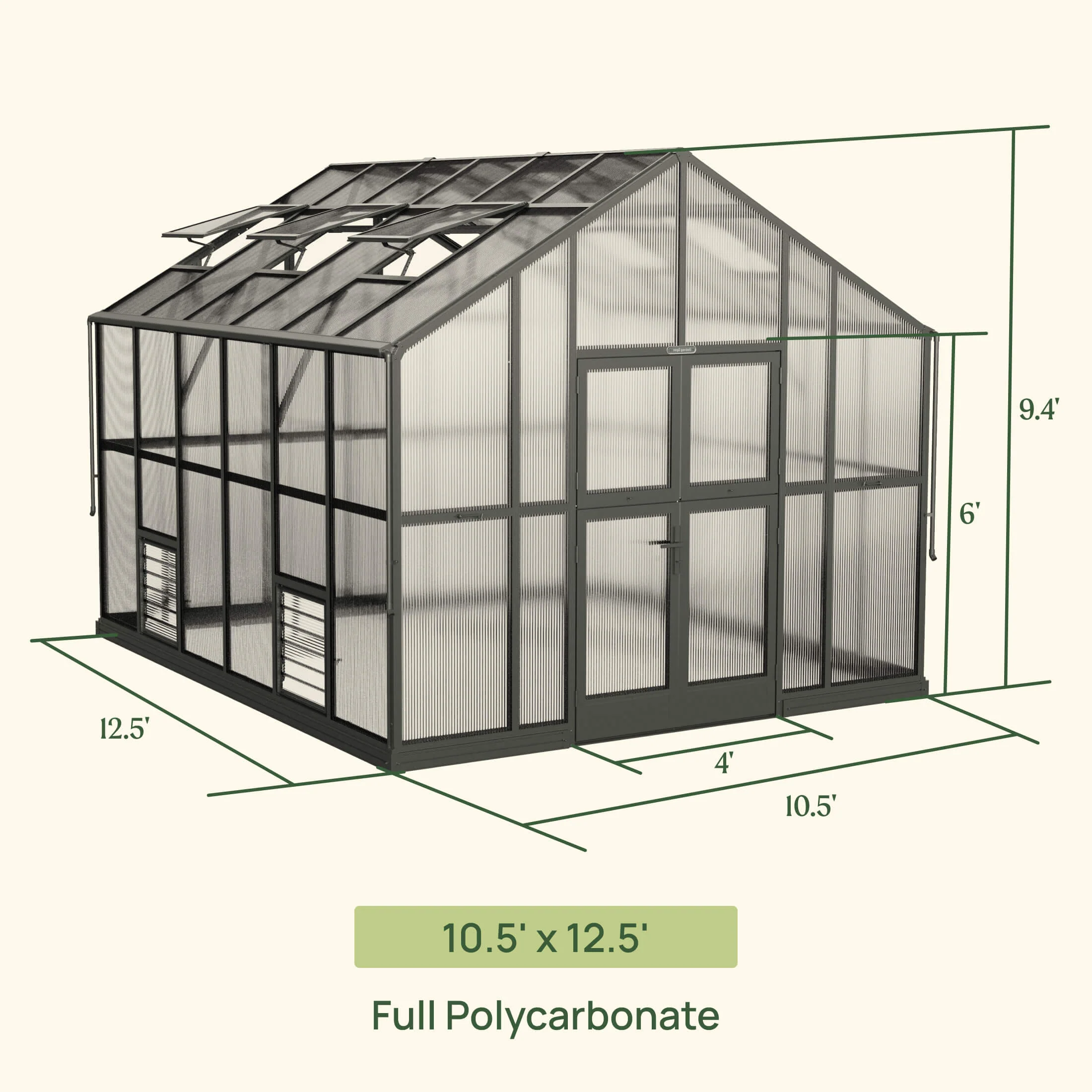 Vego Victorian Greenhouse - 10.5ft Wide - Image 3