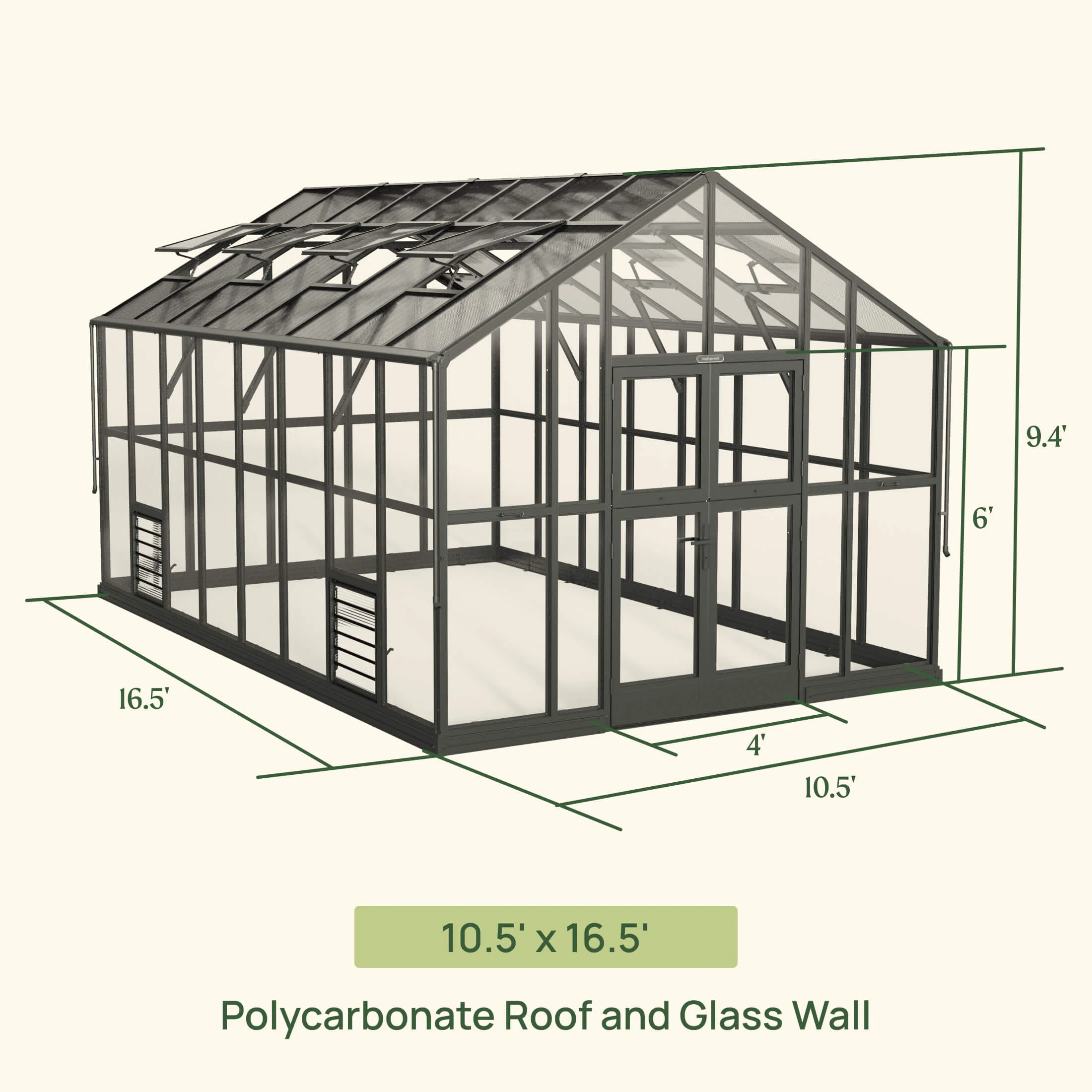 Vego Victorian Greenhouse - 10.5ft Wide - Image 4