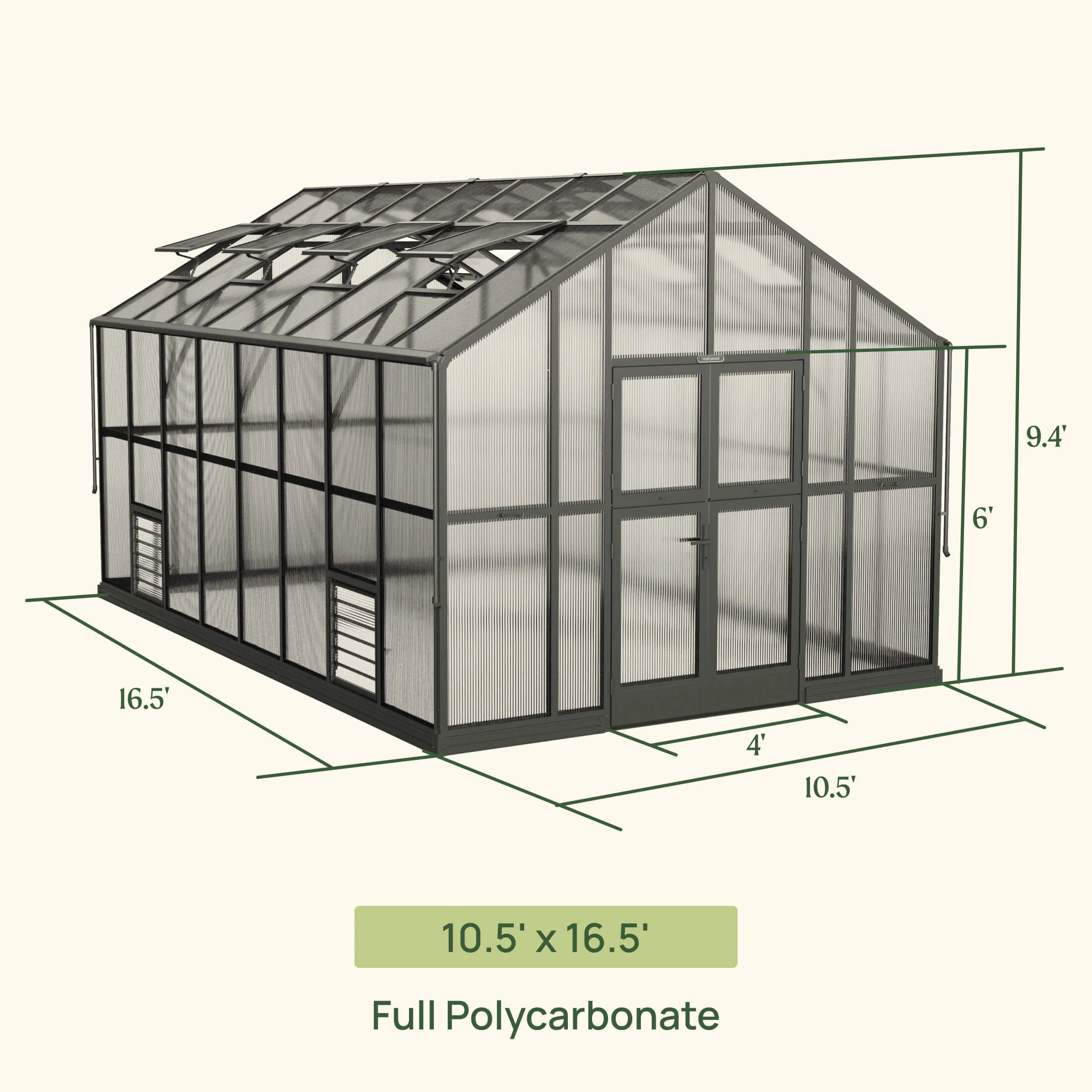 Vego Victorian Greenhouse - 10.5ft Wide - Image 5