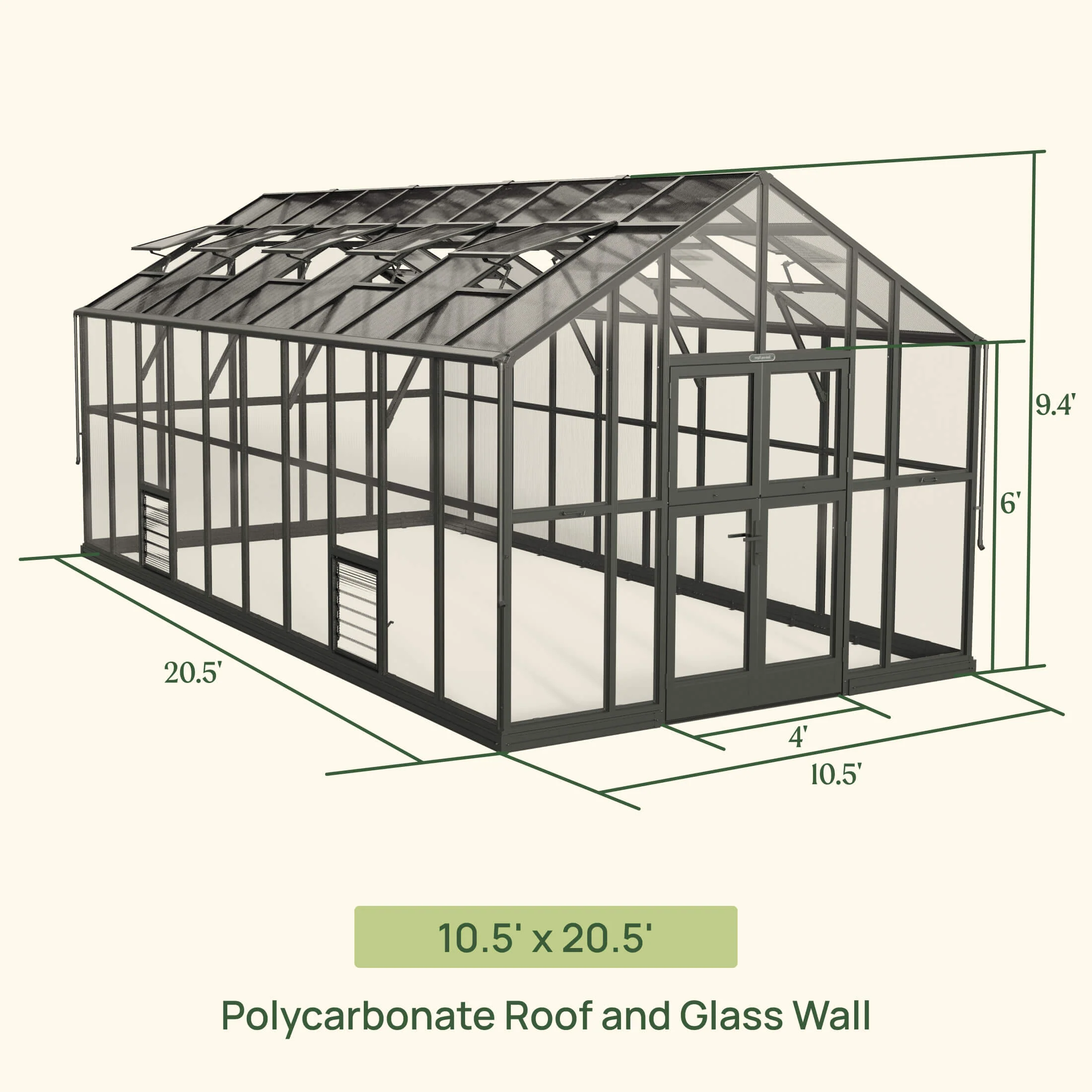 Vego Victorian Greenhouse - 10.5ft Wide - Image 6
