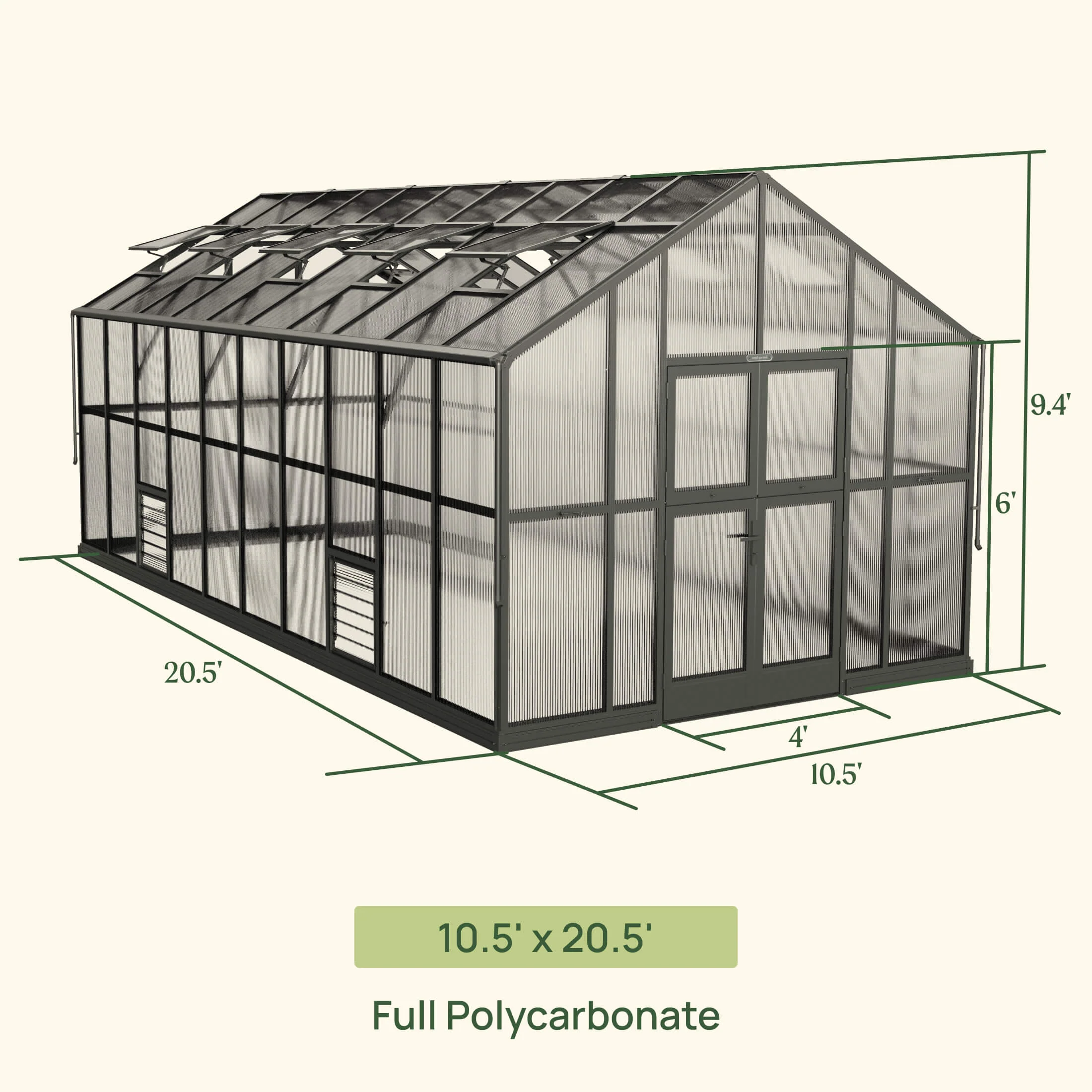 Vego Victorian Greenhouse - 10.5ft Wide - Image 7