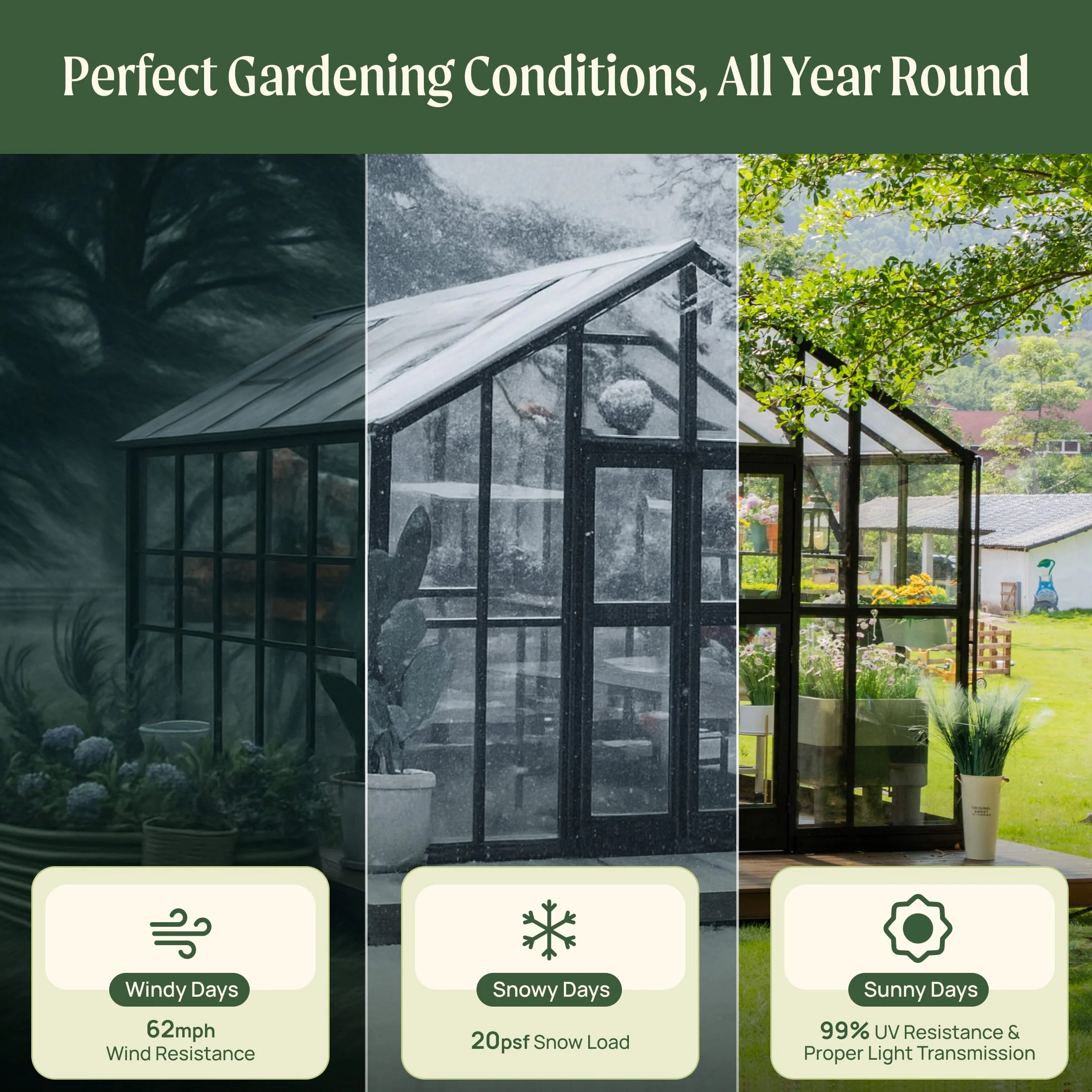 Vego Victorian Greenhouse - 10.5ft Wide - Image 8