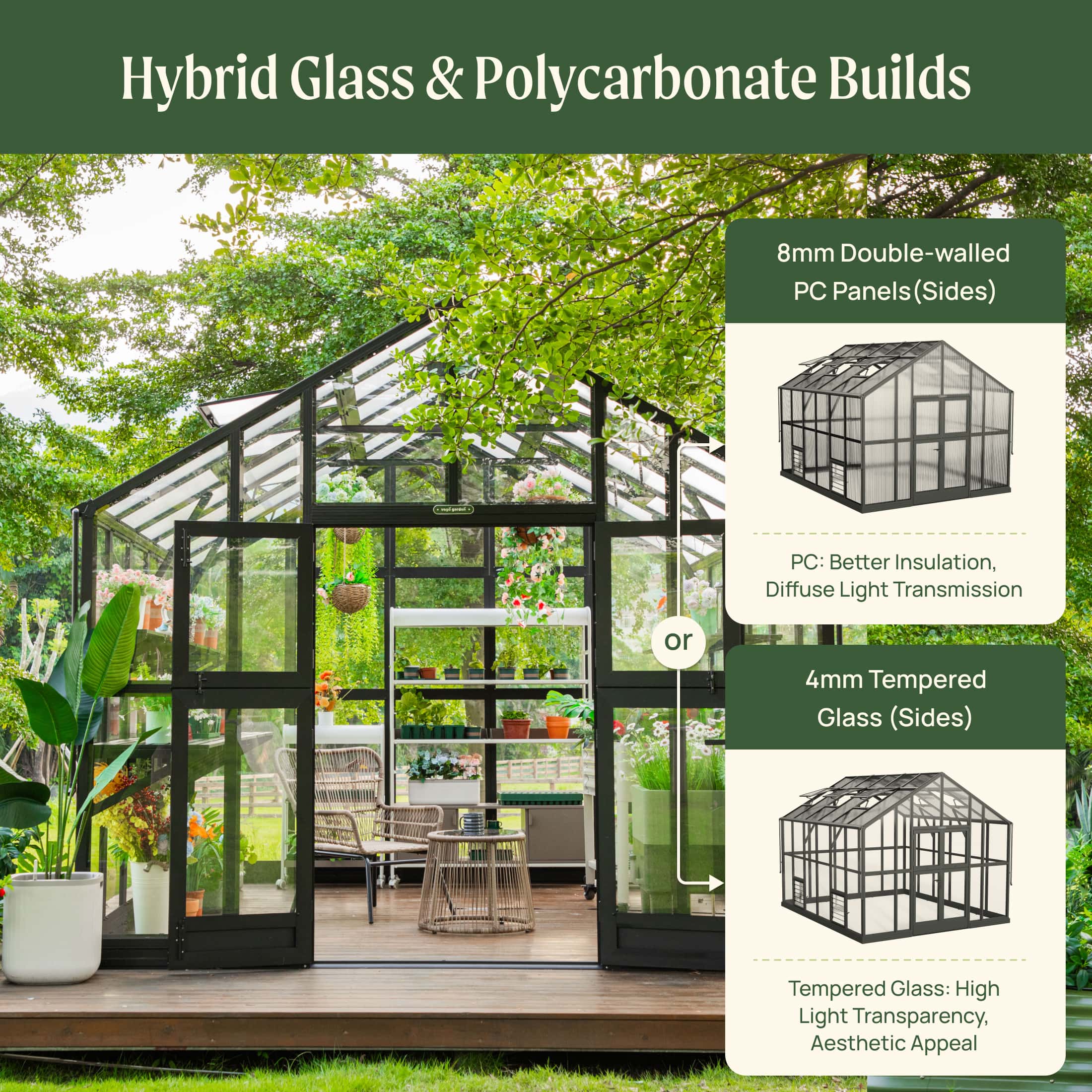 Vego Victorian Greenhouse - 10.5ft Wide - Image 9