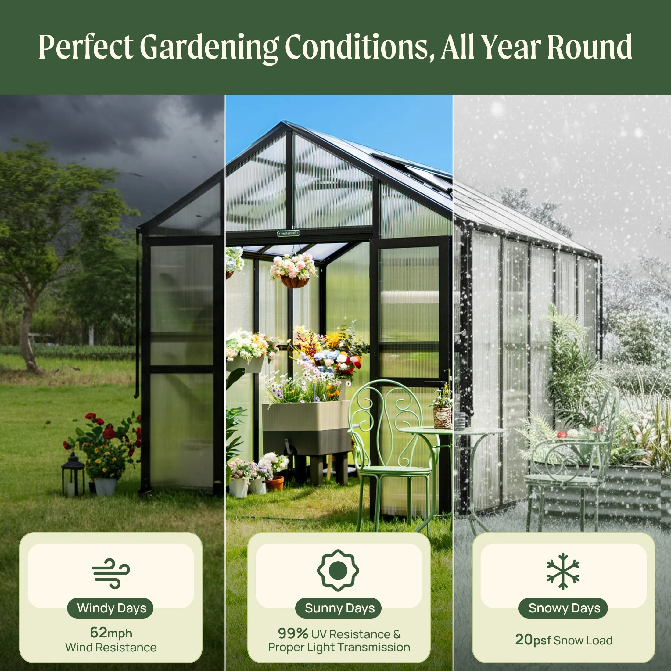 Vego Victorian Greenhouse - 8.5ft Wide - Image 10