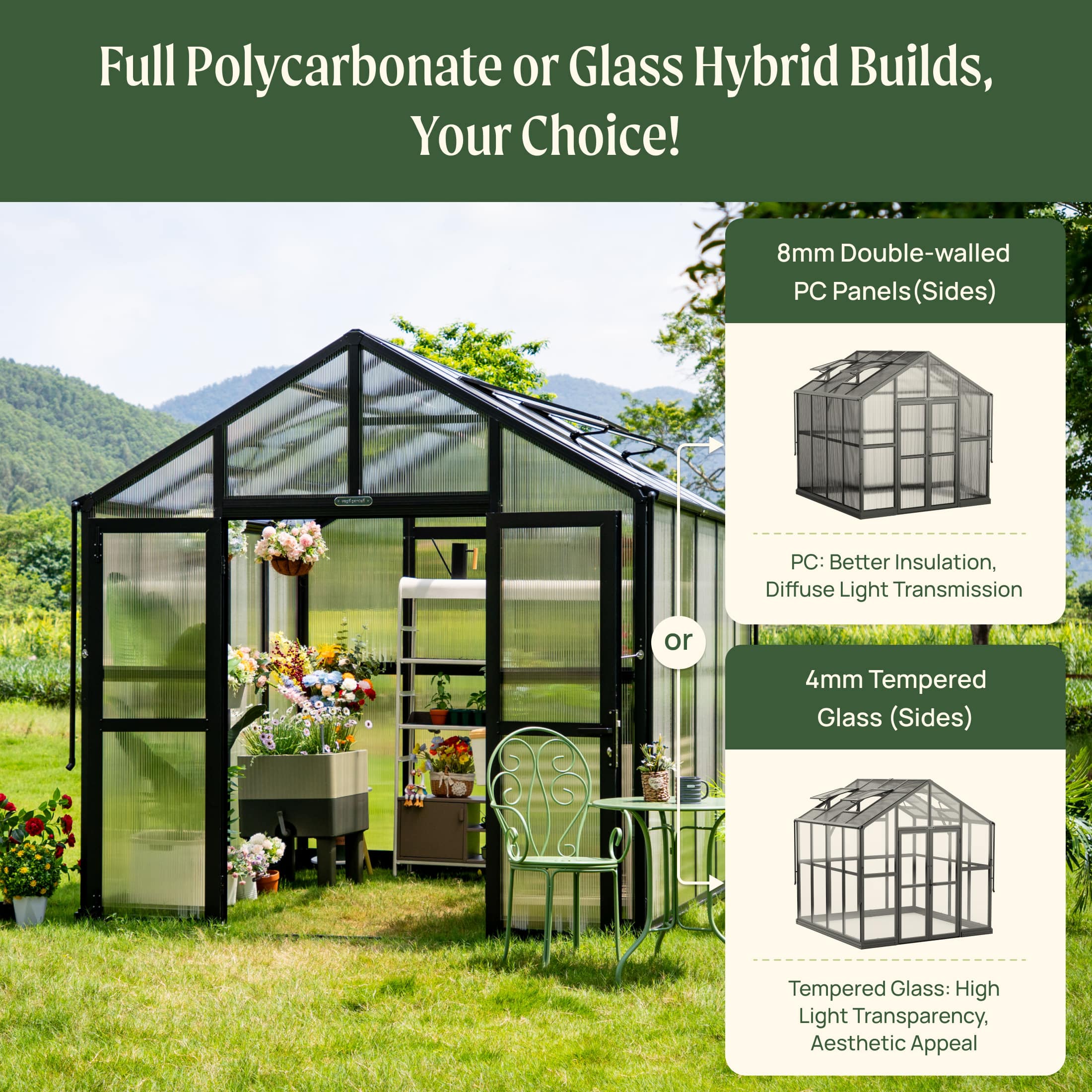 Vego Victorian Greenhouse - 8.5ft Wide - Image 11