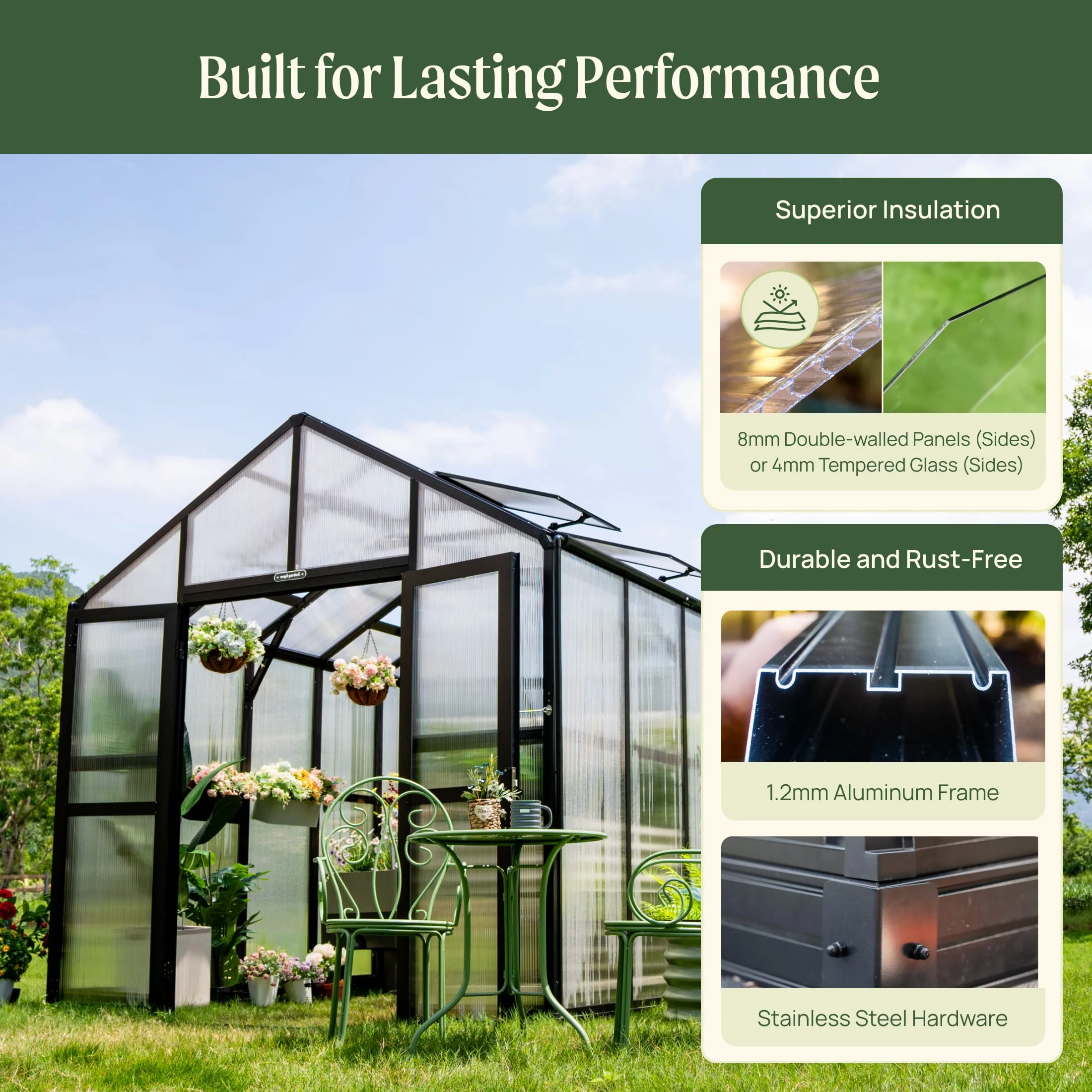 Vego Victorian Greenhouse - 8.5ft Wide - Image 12