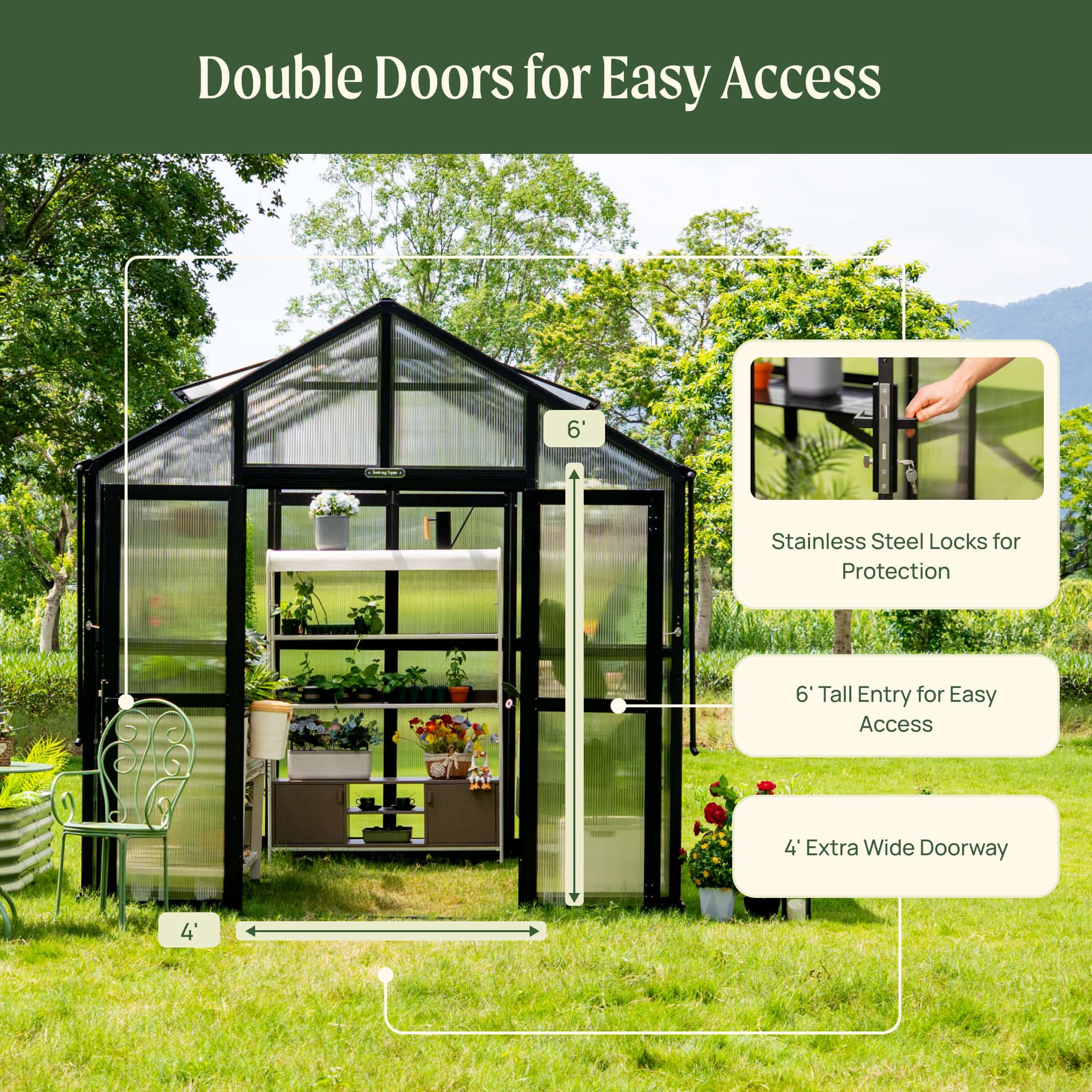 Vego Victorian Greenhouse - 8.5ft Wide - Image 15