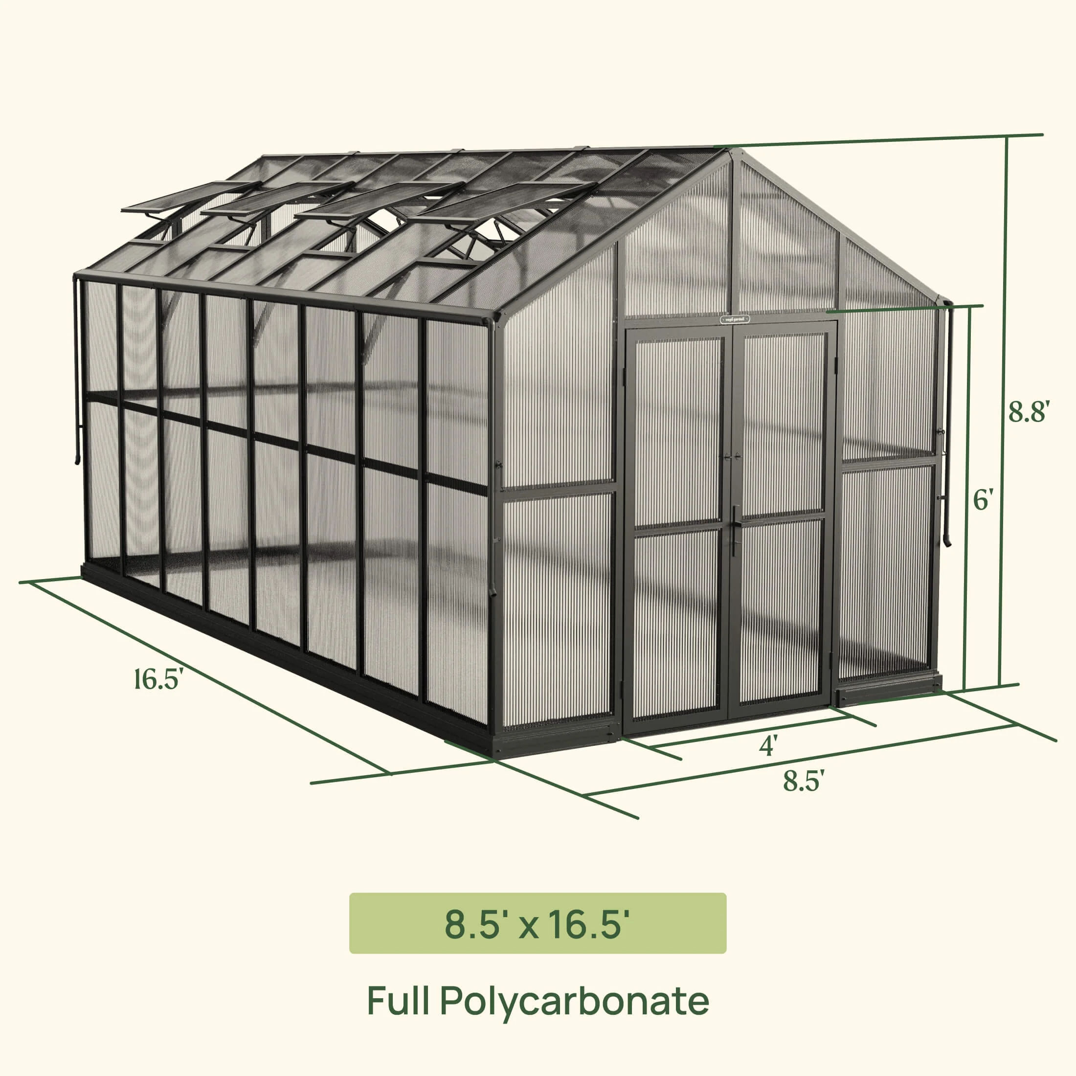 Vego Victorian Greenhouse - 8.5ft Wide - Image 3