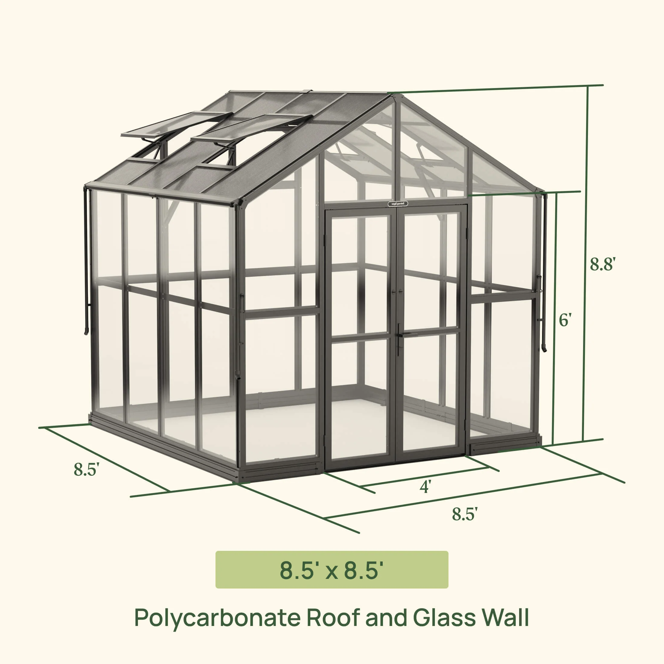 Vego Victorian Greenhouse - 8.5ft Wide - Image 4