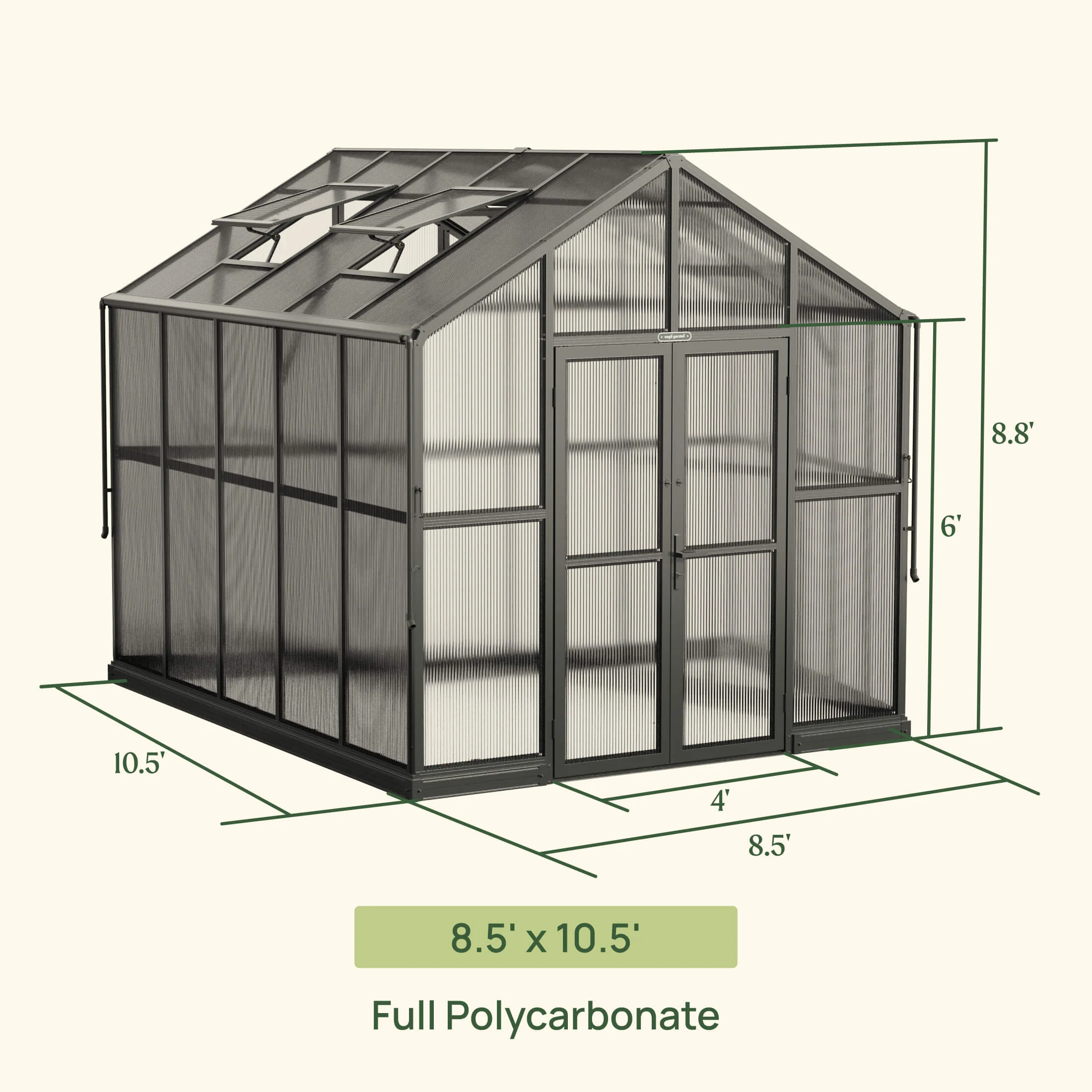Vego Victorian Greenhouse - 8.5ft Wide - Image 5