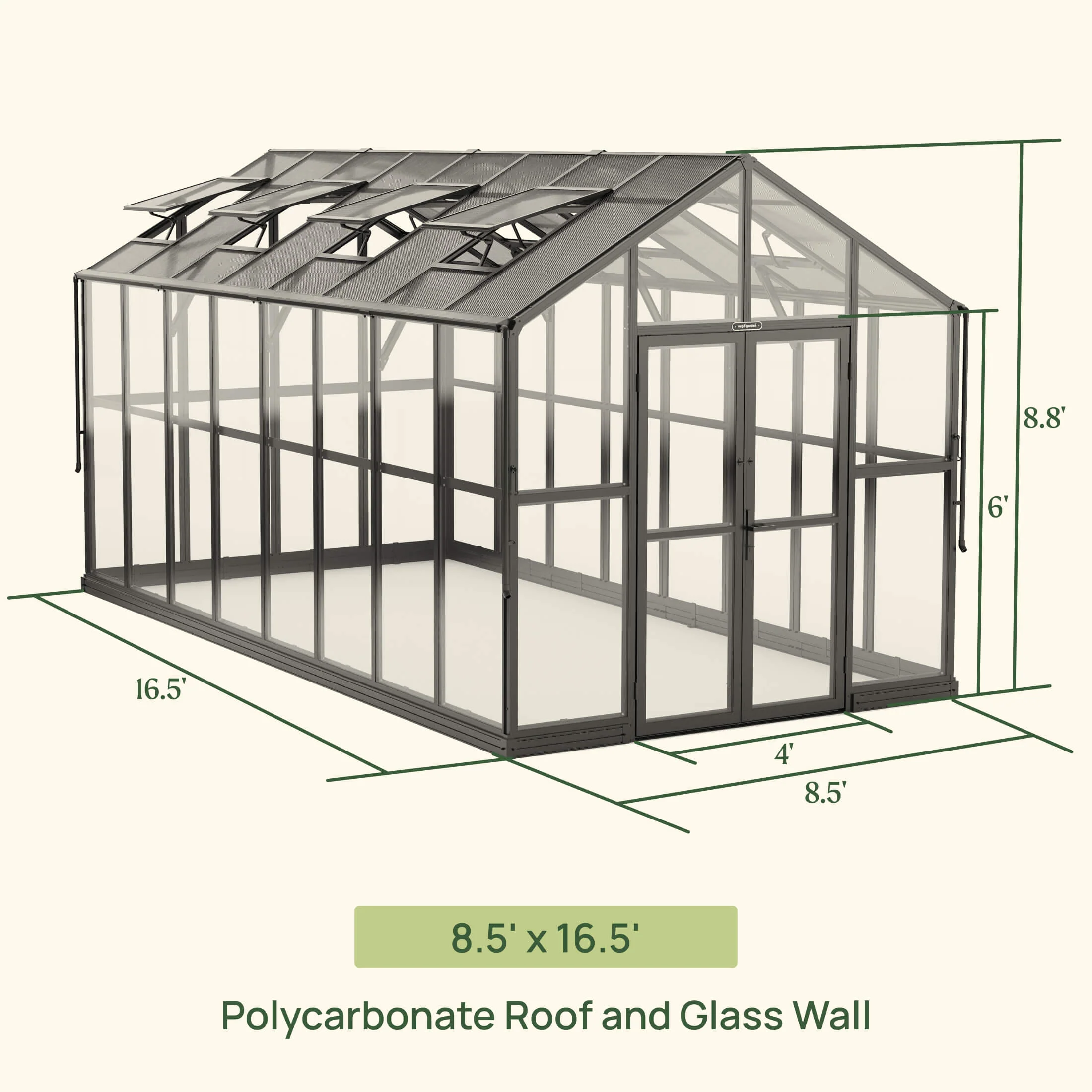 Vego Victorian Greenhouse - 8.5ft Wide - Image 6