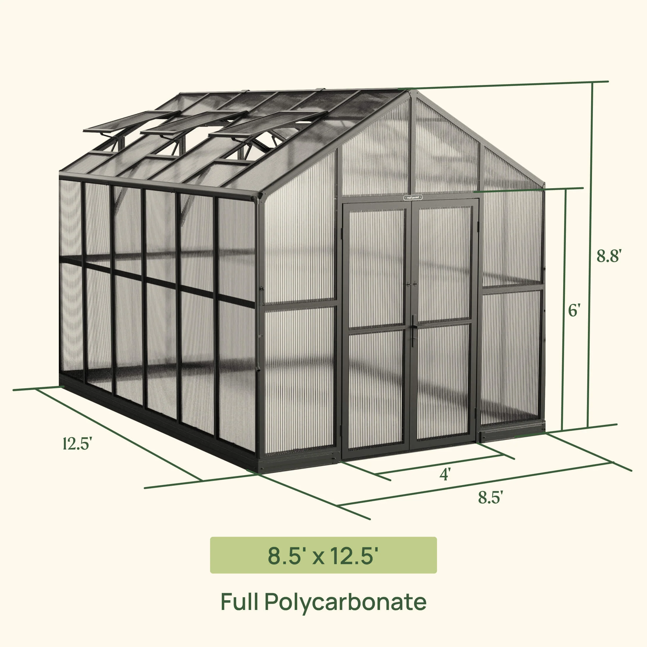Vego Victorian Greenhouse - 8.5ft Wide - Image 7