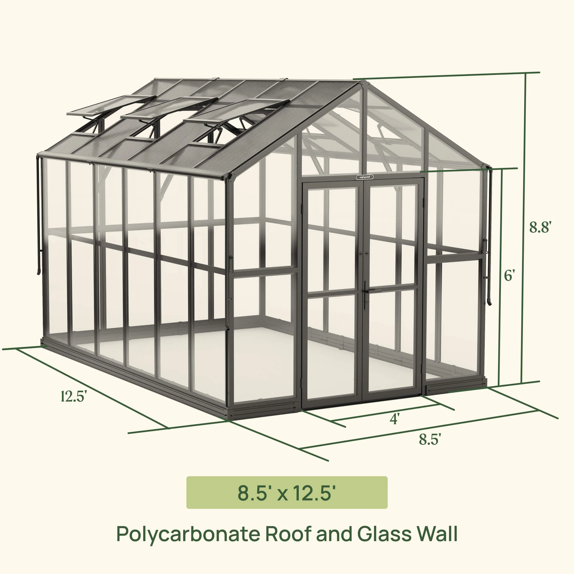 Vego Victorian Greenhouse - 8.5ft Wide - Image 8