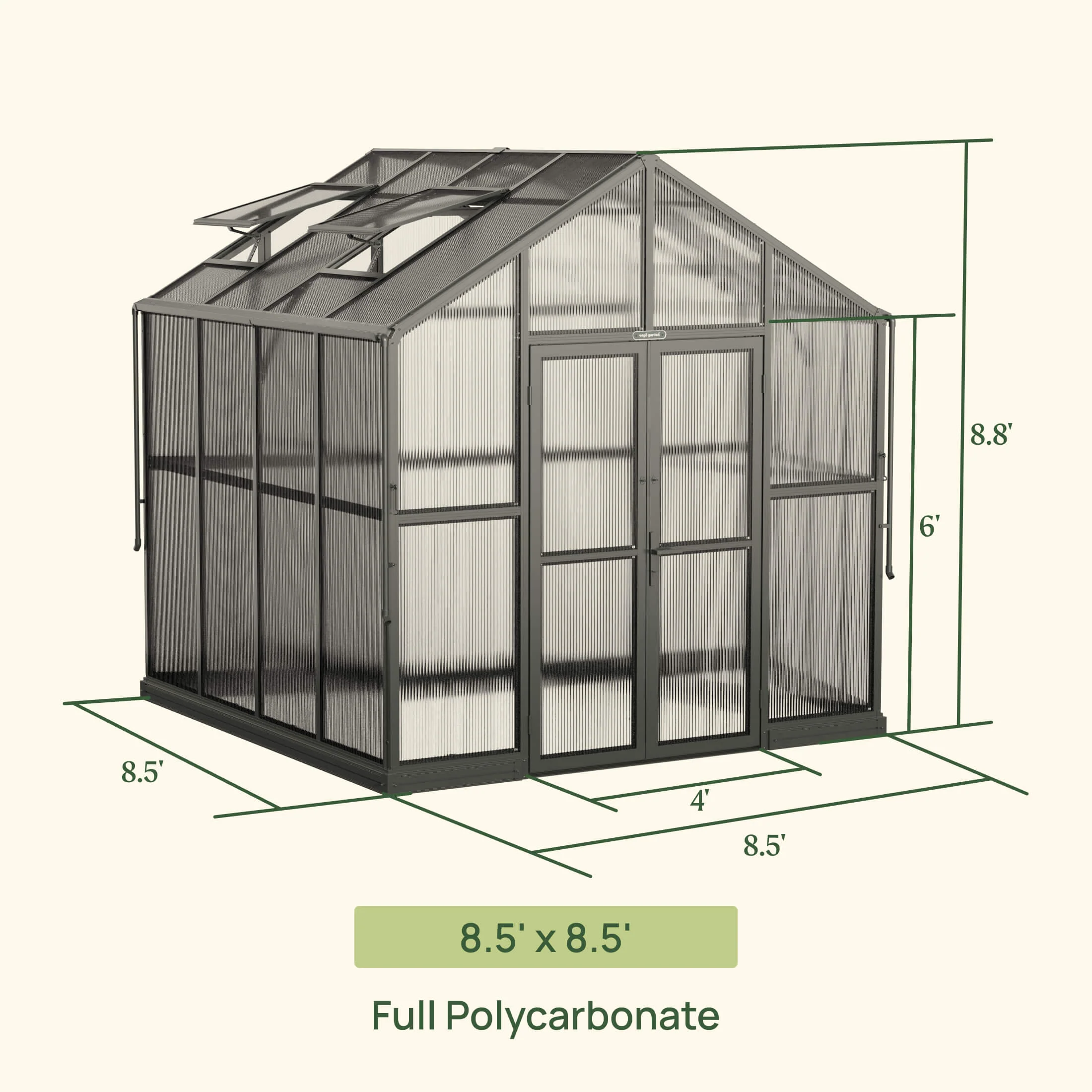 Vego Victorian Greenhouse - 8.5ft Wide - Image 9